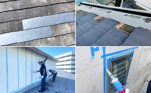 修理方法は屋根の一部差し換え、防水紙の敷設、コーキング補修などが挙げられます