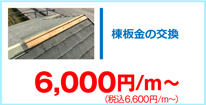 棟板金交換6,600円/m~