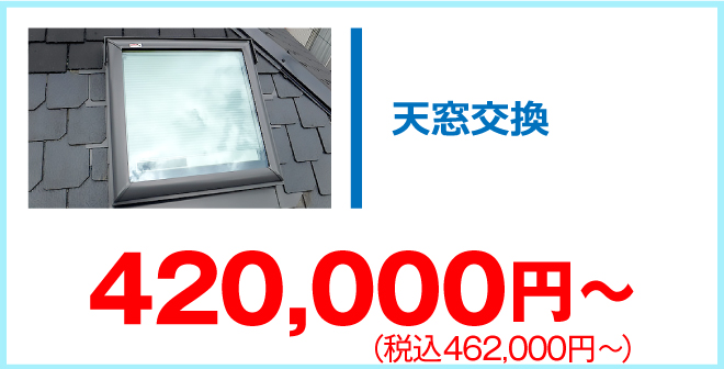 天窓の交換は税込み462,000円～