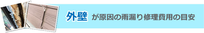 外壁が原因の雨漏り修理費用の目安