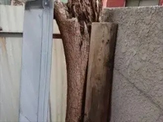 棟板金は曲がりや裂けが生じ再利用できない状態