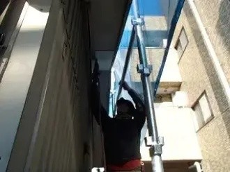 ケイカル板を既存の軒天の上から重ね張り作業工程