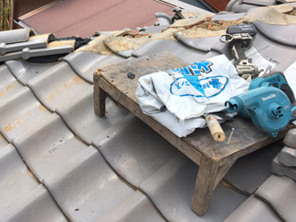 棟瓦取り直し工事　南蛮漆喰