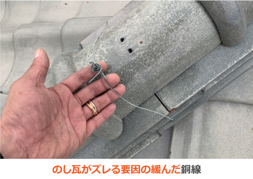 のし瓦がズレる要因の緩んだ銅線