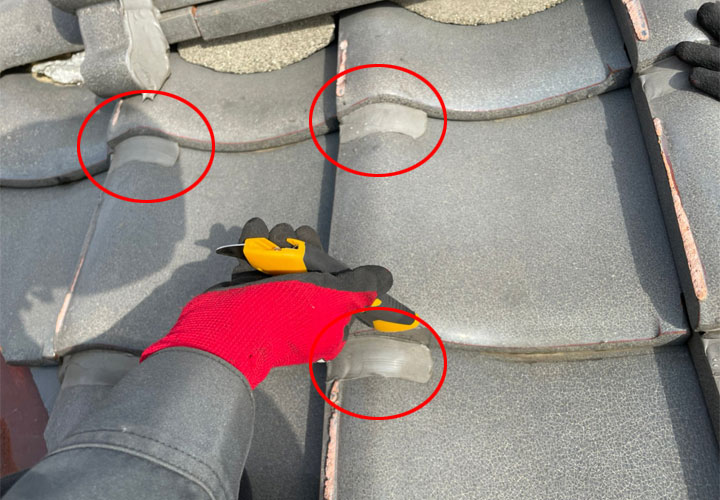 ラバーロック工法が施された瓦