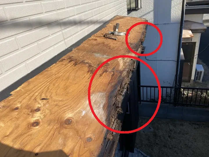 野地板が腐った霧除け