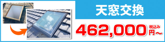 天窓交換は税込み440,000円から
