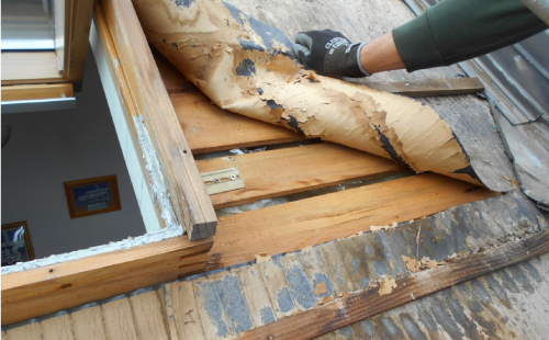 天窓周りの防水紙修理