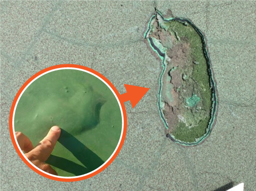 防水層の膨れ、破れ